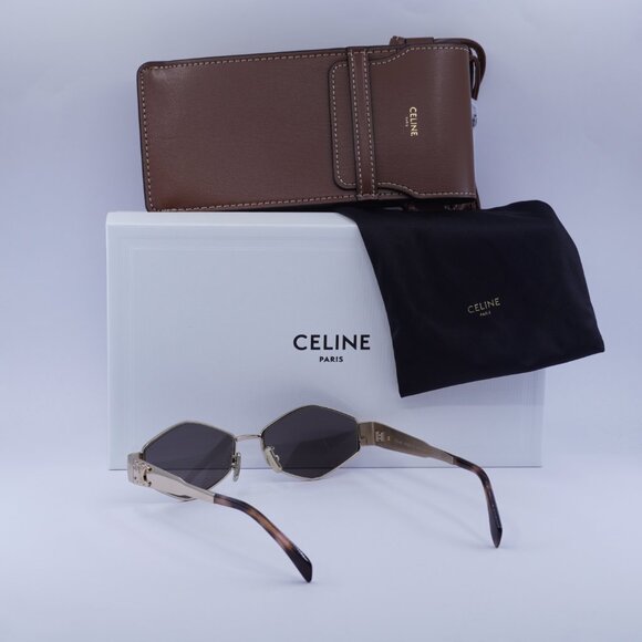 Celine CL40254U 28A Geometric Sunglasses – Rose Gold/Smoke - Picture 9 of 12